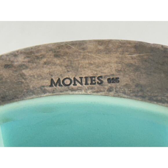 Vtg. Gerda Lynggaard Monies Blue Lucite Sterling Silver Stretch Bracelet Large - Picture 6 of 16